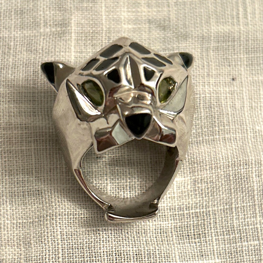 Panther Chrome Cocktail Ring 💚🖤🩶